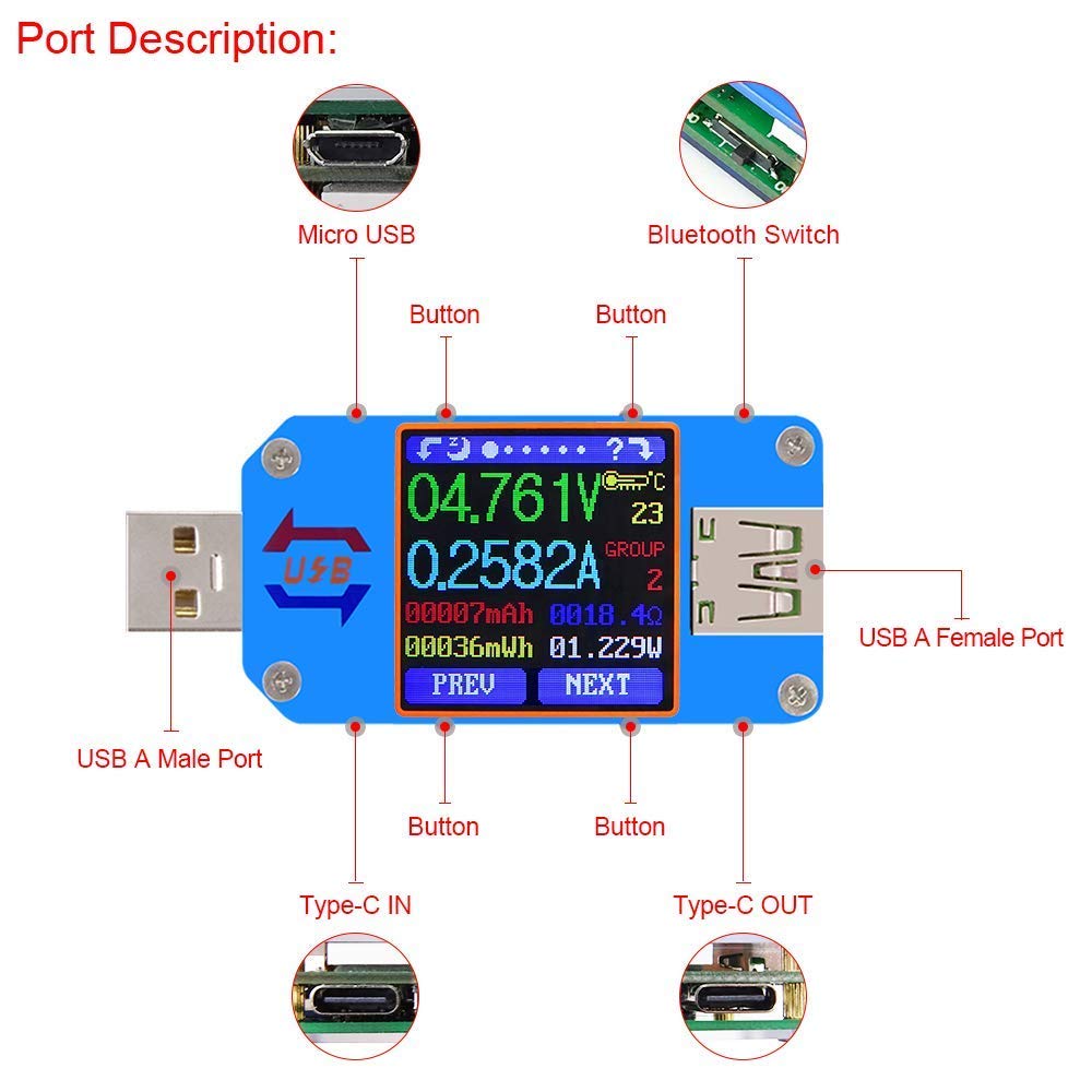 Usb Ammeter Tester - UM25 UM25C Misuratore di tensione e