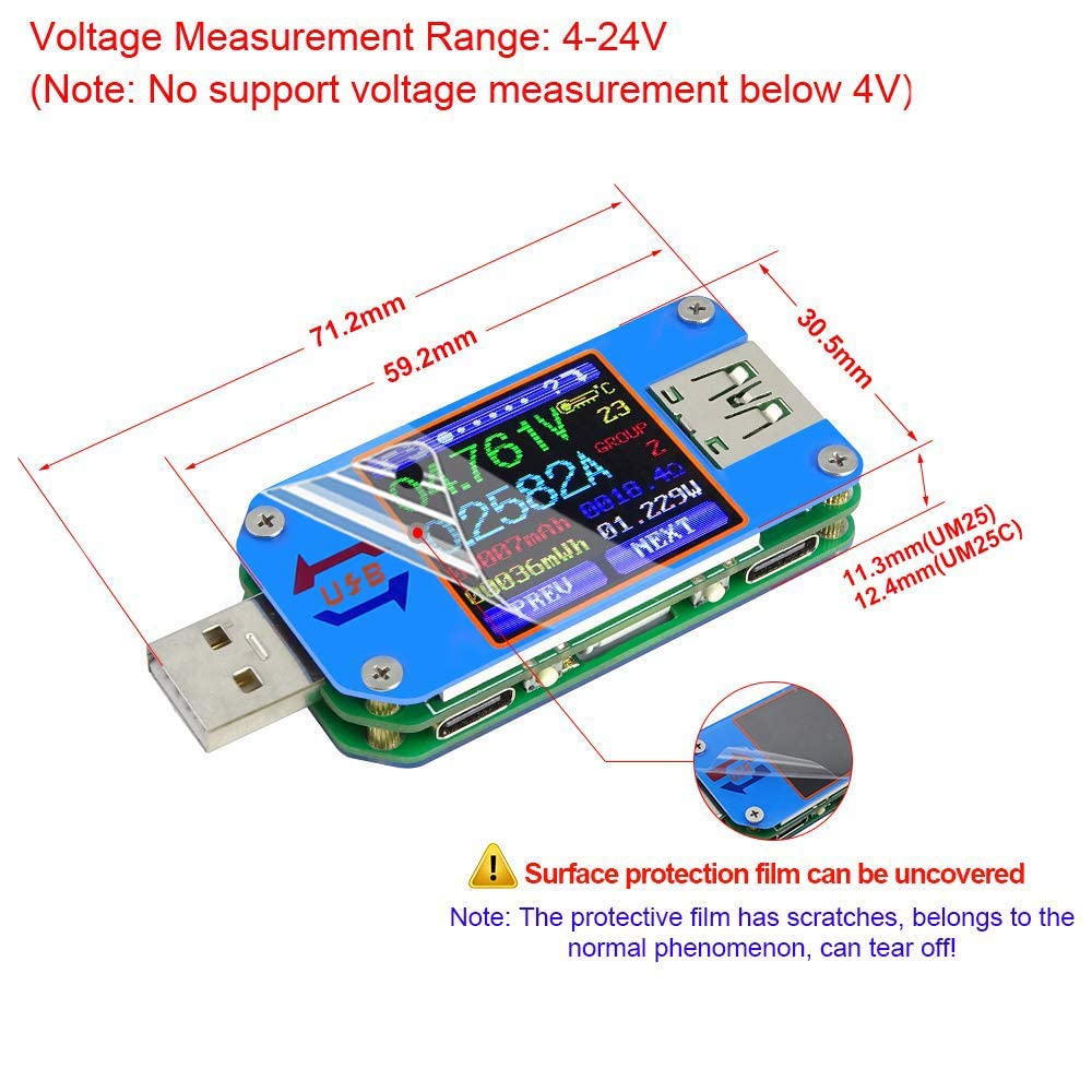 UM25 UM25C Misuratore di tensi - Usb Ammeter Tester recensione e prezzo